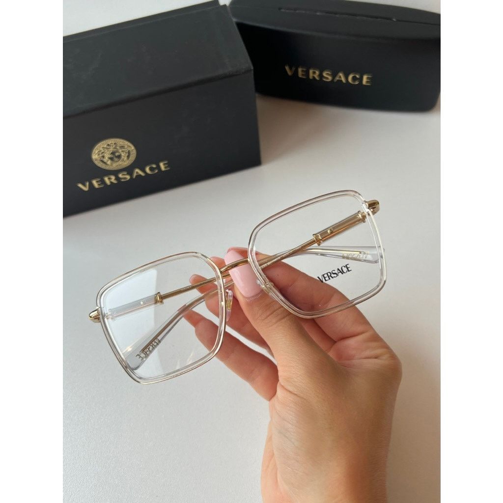 Versace NEW Versace VE1294D Clear Gold Square Eyeglasses Frames Size ONE SIZE - 3 Thumbnail
