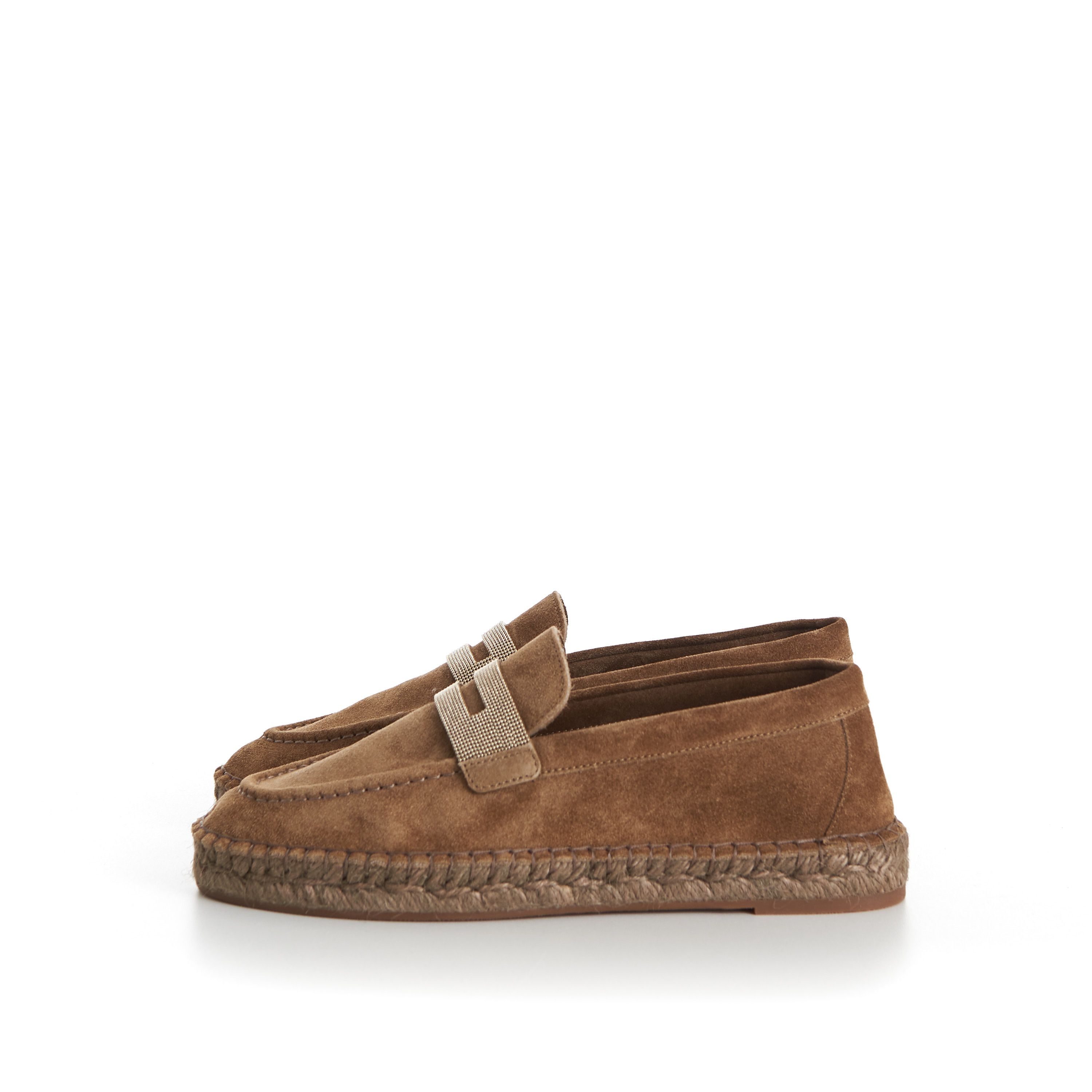 Brunello Cucinelli Suede Brown Espadrilles - Monili Chain Embroidery Size US 9 / IT 39 - 5 Thumbnail