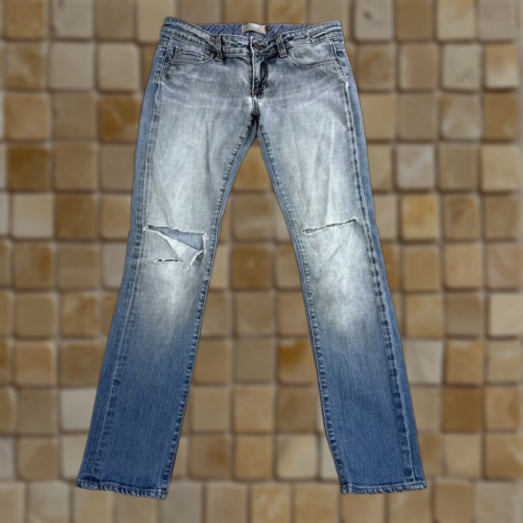 Paige PAIGE DENIM Light Wash Destroyed ROXBURY Low Rise Skinny Jeans Sz 28 Size 28" / US 6 / IT 42 - 1 Thumbnail