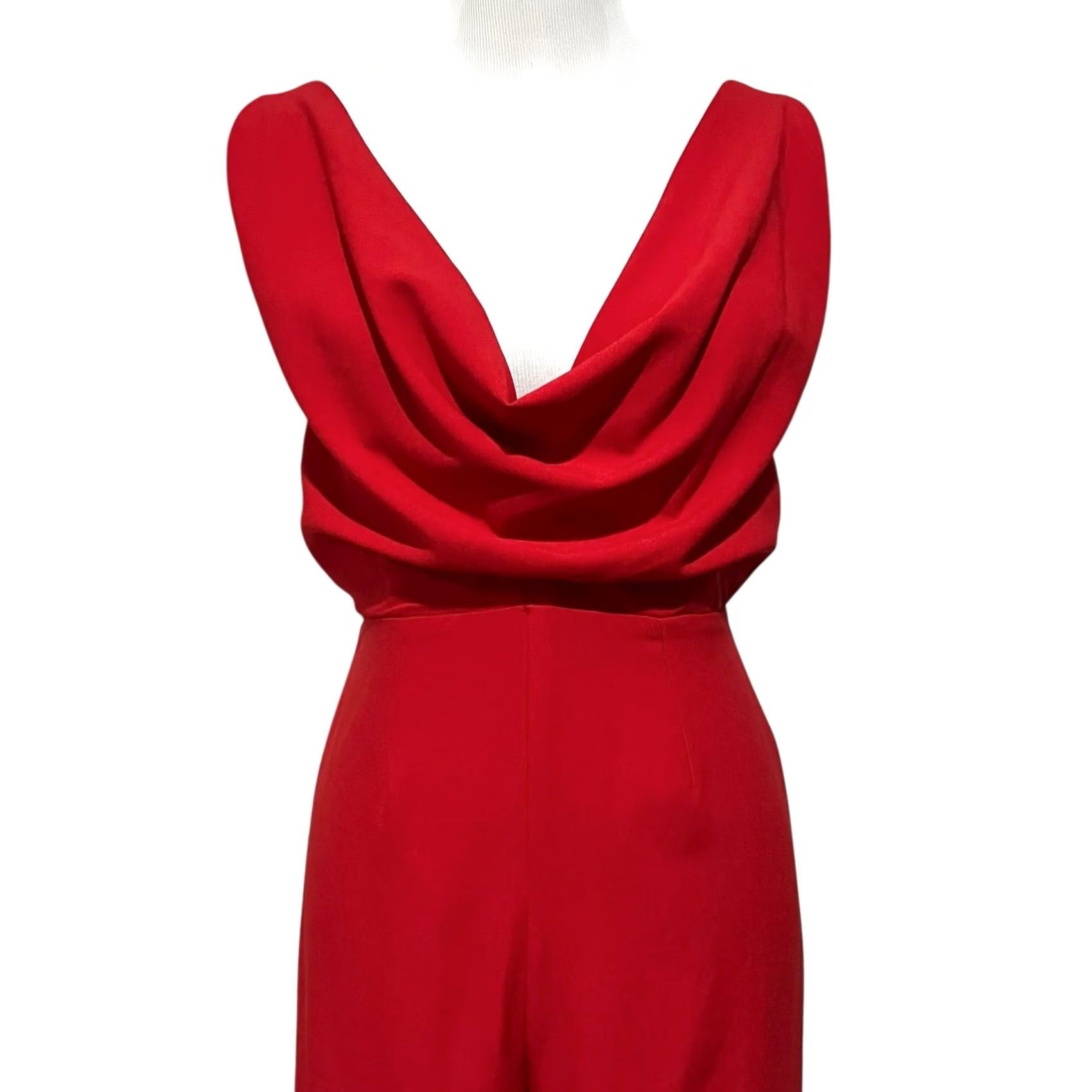 Asos ASOS Jumpsuit Womens Red Draped Neckline Open Back Strappy Size 6 Size 28" / US 6 / IT 42 - 5 Thumbnail