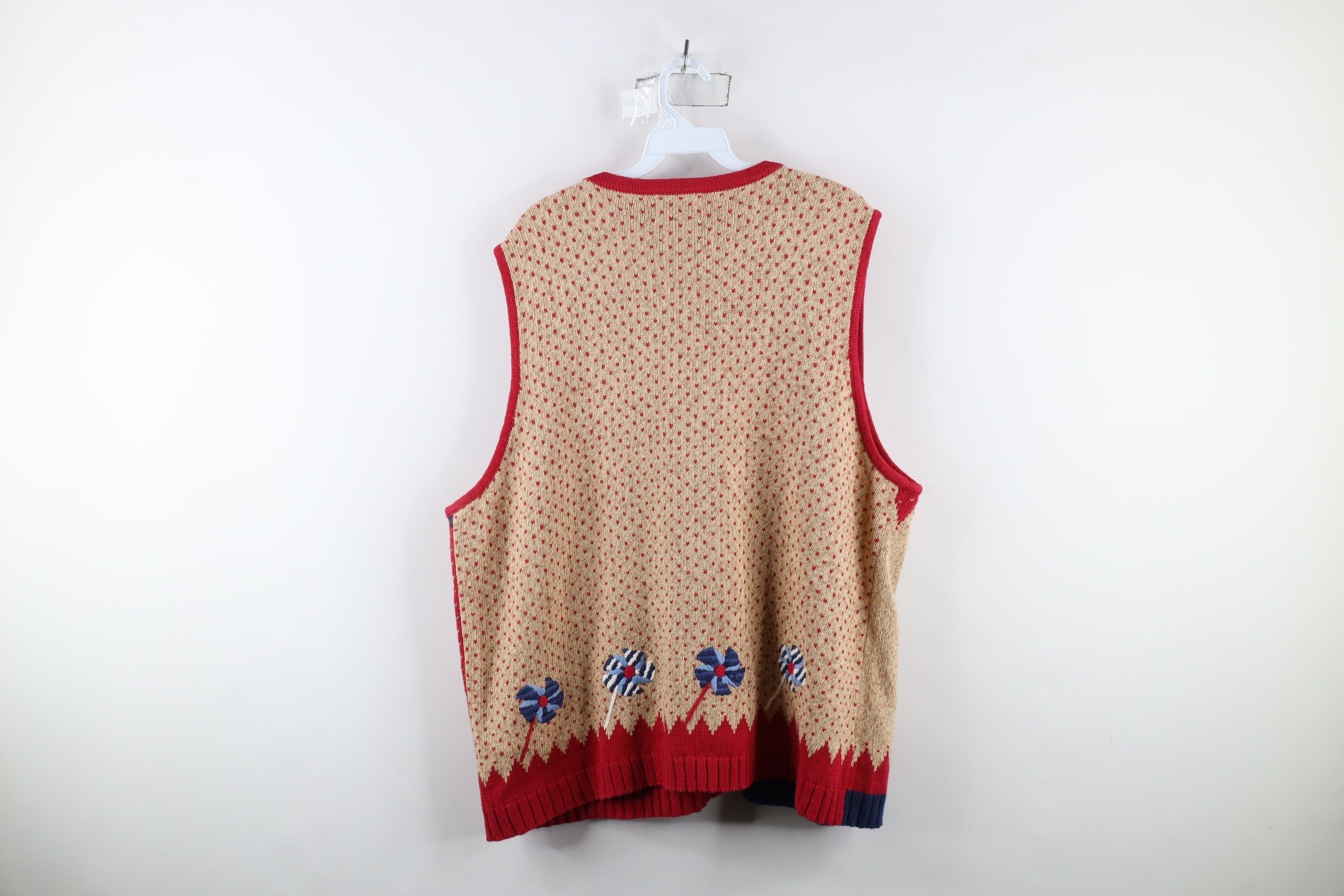 Vintage Vintage 90s Streetwear Flag Knit Cardigan Sweater Vest Size XXL / US 16-18 / IT 52-54 - 11 Thumbnail