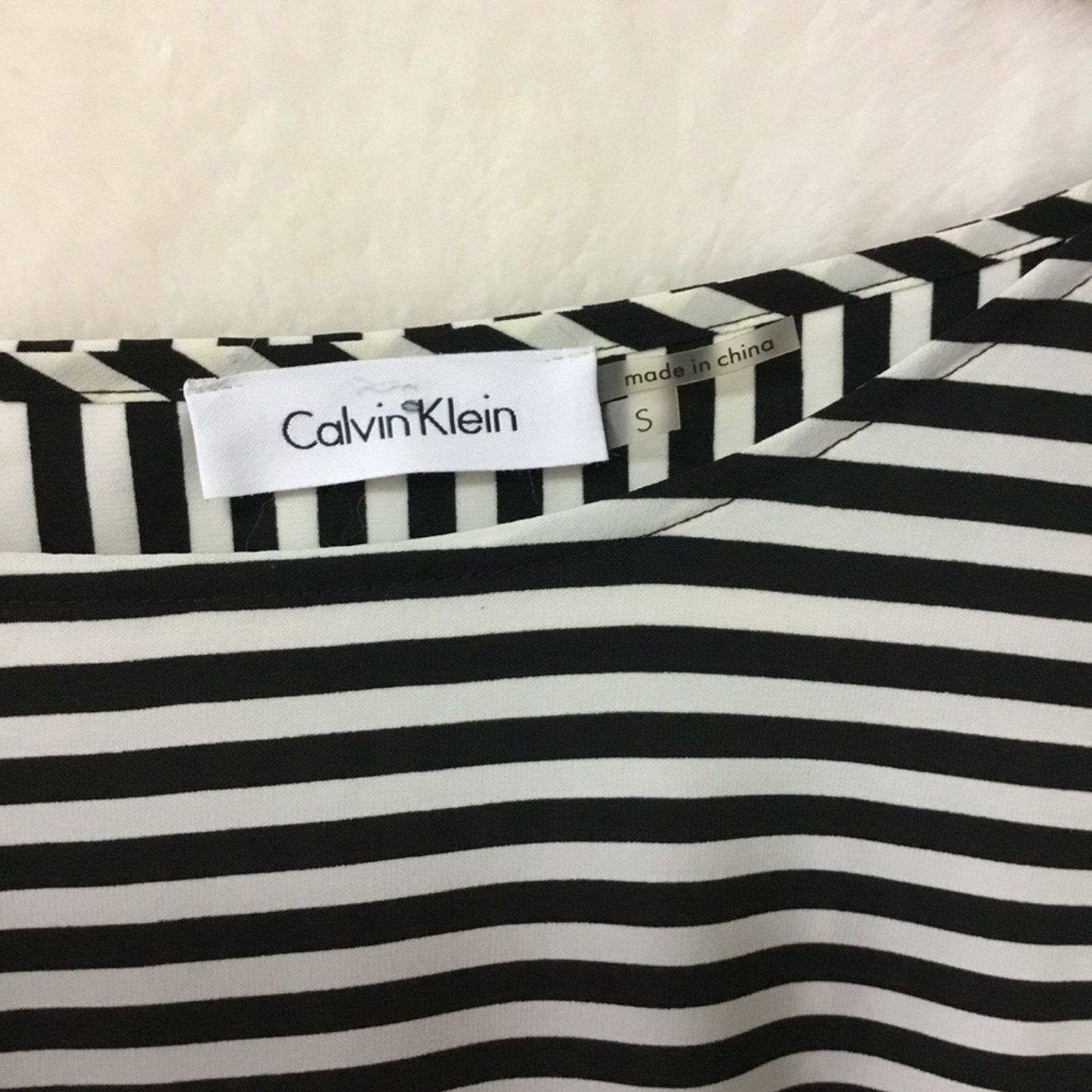 Calvin Klein Calvin Klein Black Stripe Long Sleeve Blouse Size S / US 4 / IT 40 - 2 Thumbnail