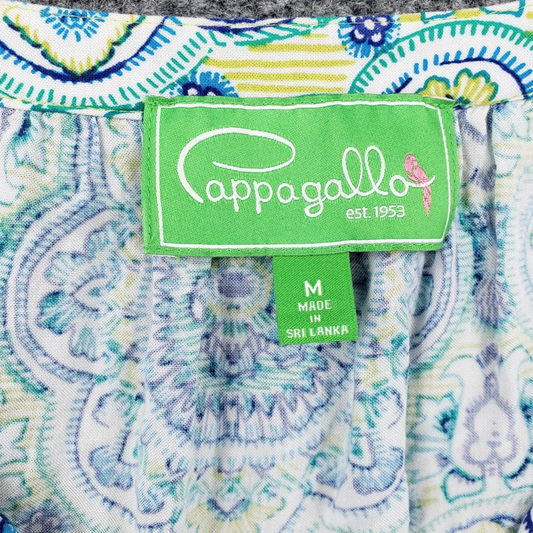 Vintage Cappagallo Blouse Womens Medium M Blue Paisely V Neck Short Sleeve Top Size M / US 6-8 / IT 42-44 - 7 Thumbnail