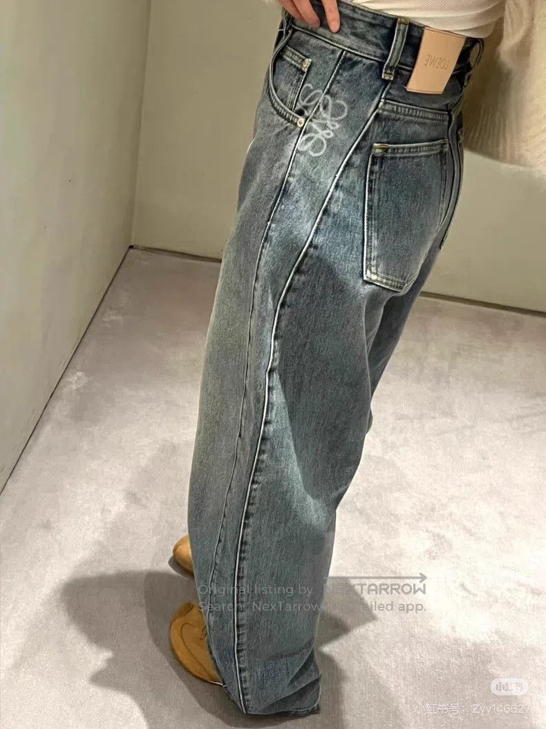 Loewe Loewe Dark blue washed bent knife jeans with side logo pri Size 42" / US 20 - 9 Thumbnail
