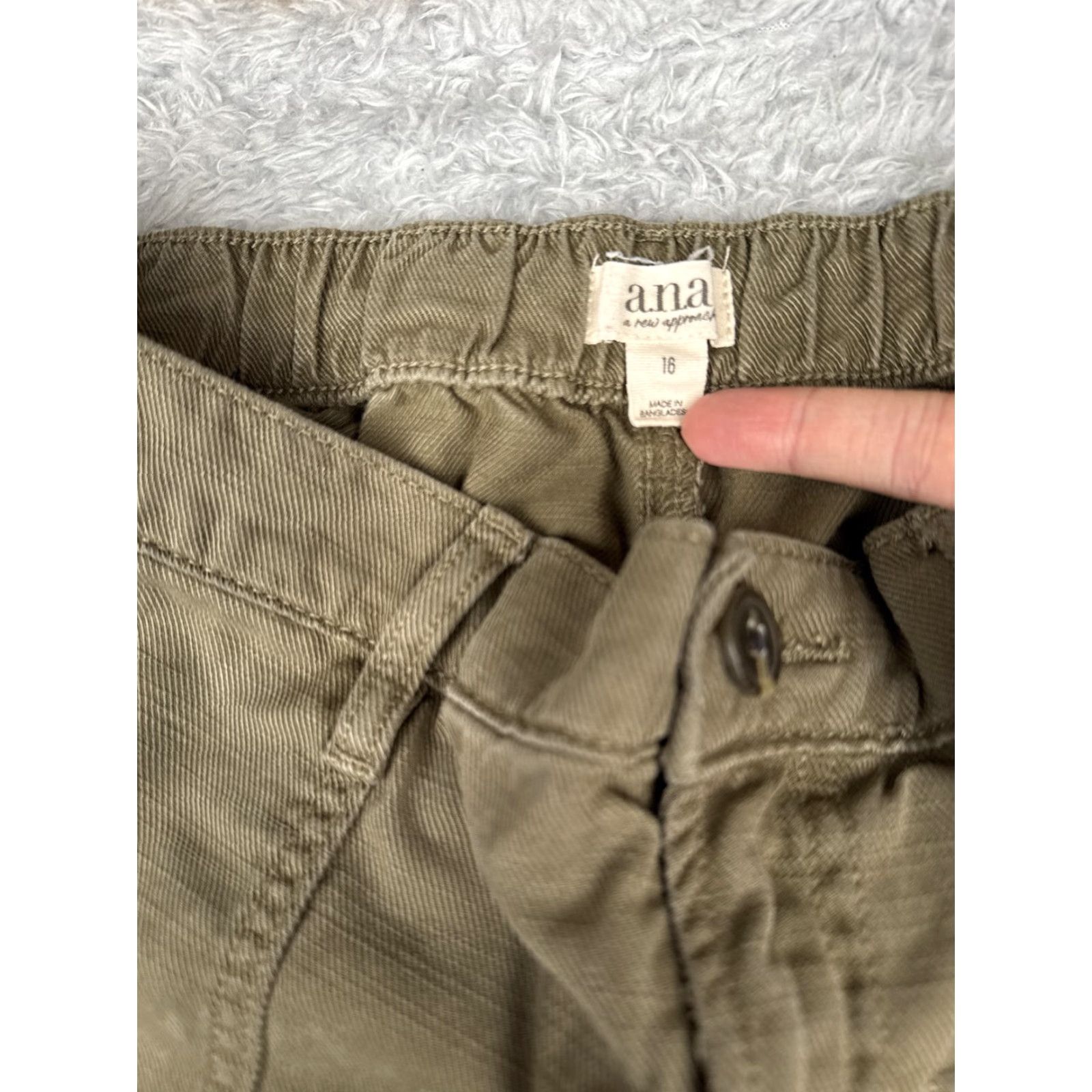 Olive a.n.a A New Approach Pants Womens 16 Olive Green Wide Leg Utility Tencel Blend Size 38" / US 16 / IT 52 - 6 Thumbnail