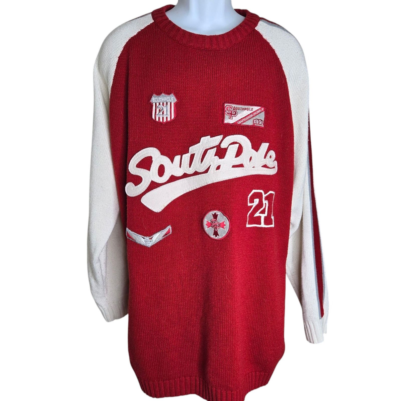 Southpole Southpole Mens Vintage Sweater XXL Cable Knit Varsity Style Size US XXL / EU 58 / 5 - 1 Thumbnail