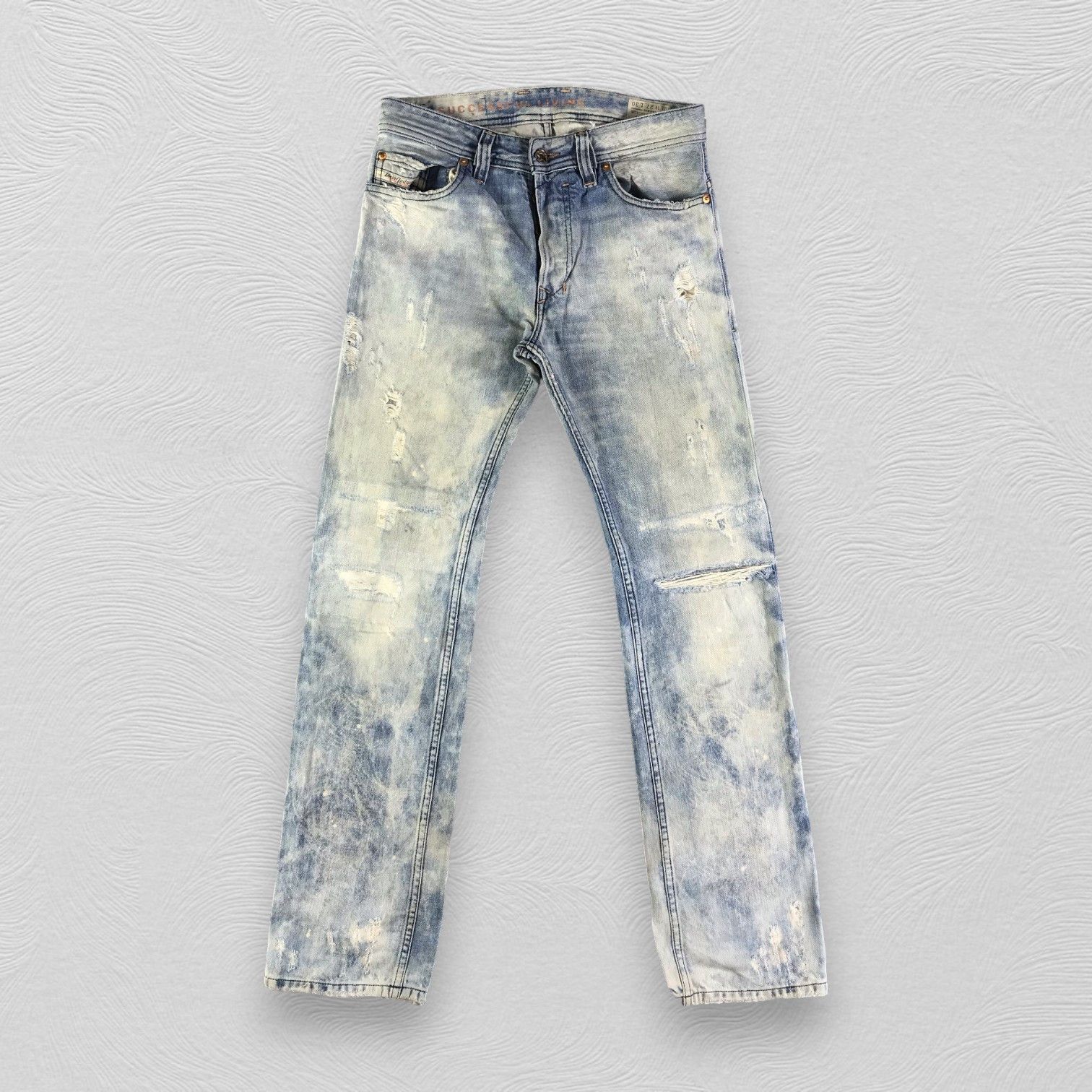 image of Disney x Distressed Denim Diesel Ripped Jeans Faded Blue Denim Kj2885, Men's (Size 27)