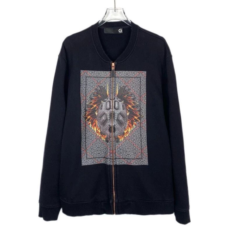 Givenchy Pattern Printed Black Baseball Jacket with Zipper