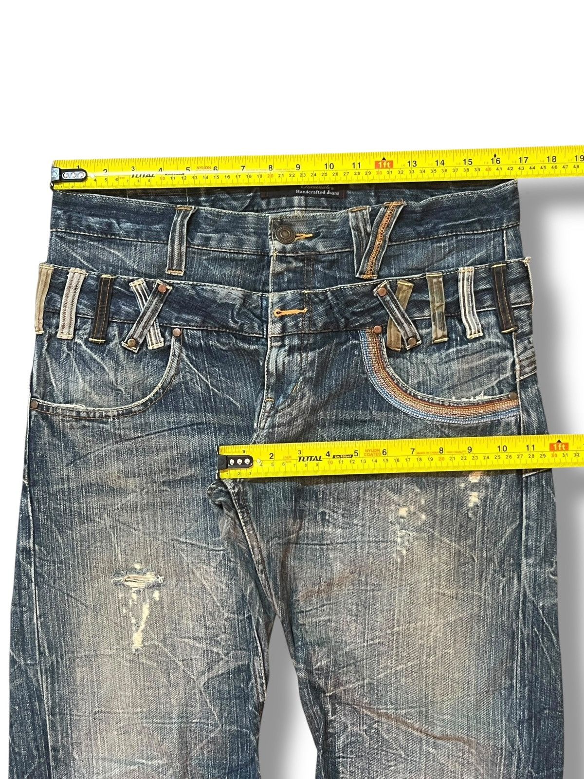 Japanese Brand Vintage Dominate Handcraft Jeans Double Waist - Thunder Wash Size US 33 - 19 Thumbnail
