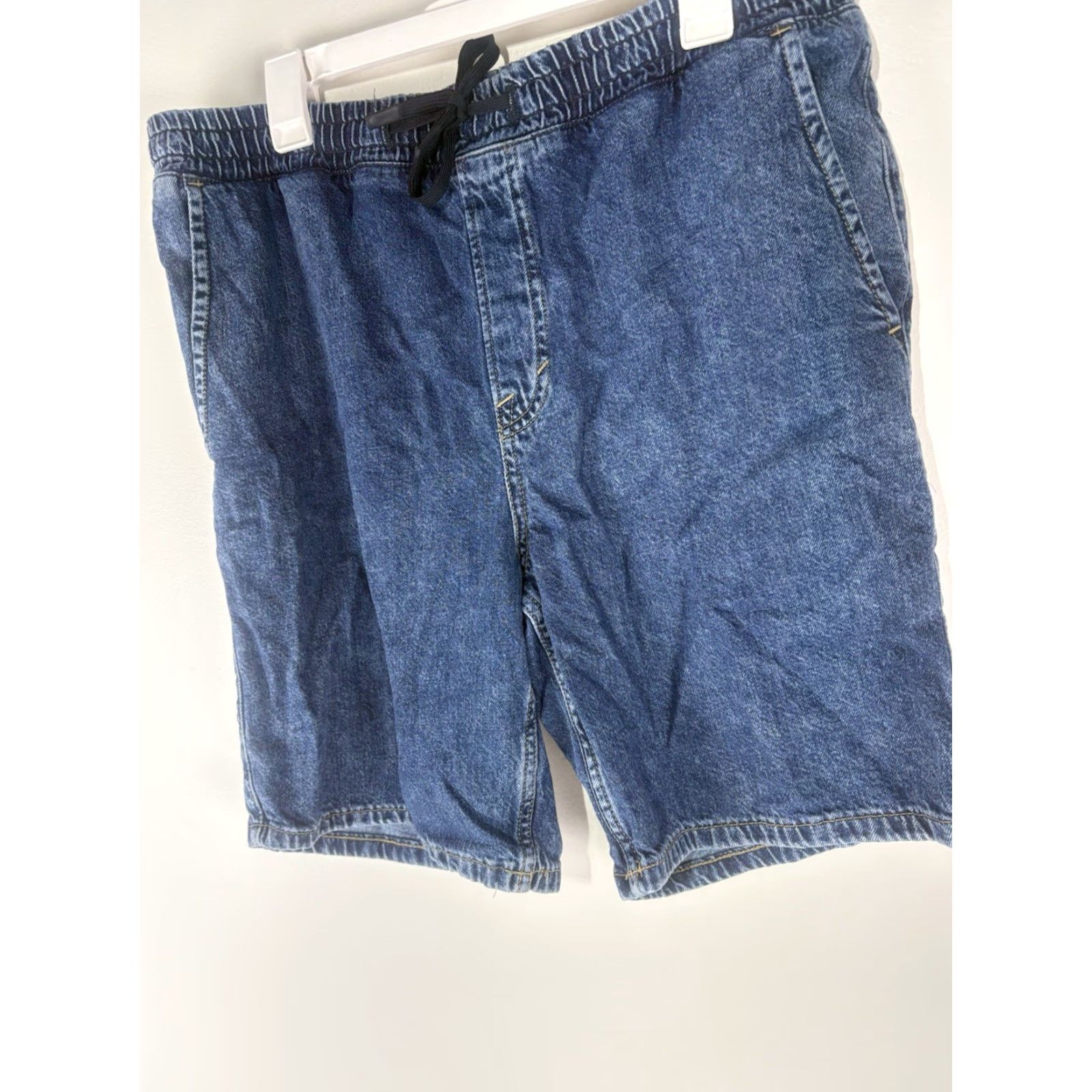 H&M VINTAGE H&M Denim Shorts Men’s Regular Fit Elastic Drawstring Waist Casual Summer 90s Blue Size US 33 - 3 Thumbnail