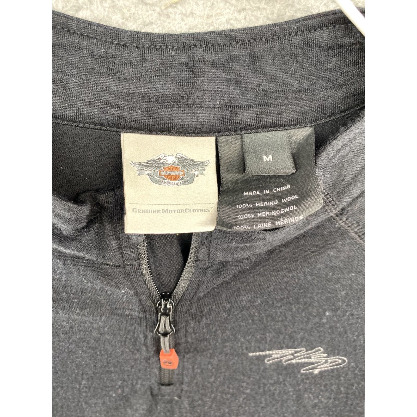 Harley Davidson Harley-Davidson Women’s 1/4 Zip Black Long Sleeve Merino Wool Size M Pullover Sweater Women Size M / US 6-8 / IT 42-44 - 3 Thumbnail