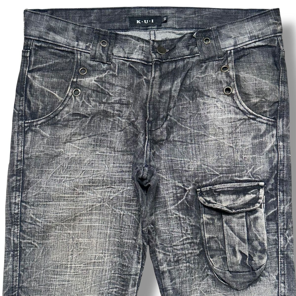 Vintage K.U.I. Cargo Jeans | Rare Japanese Streetwear | Flared Faded Size US 34 / EU 50 - 4 Thumbnail