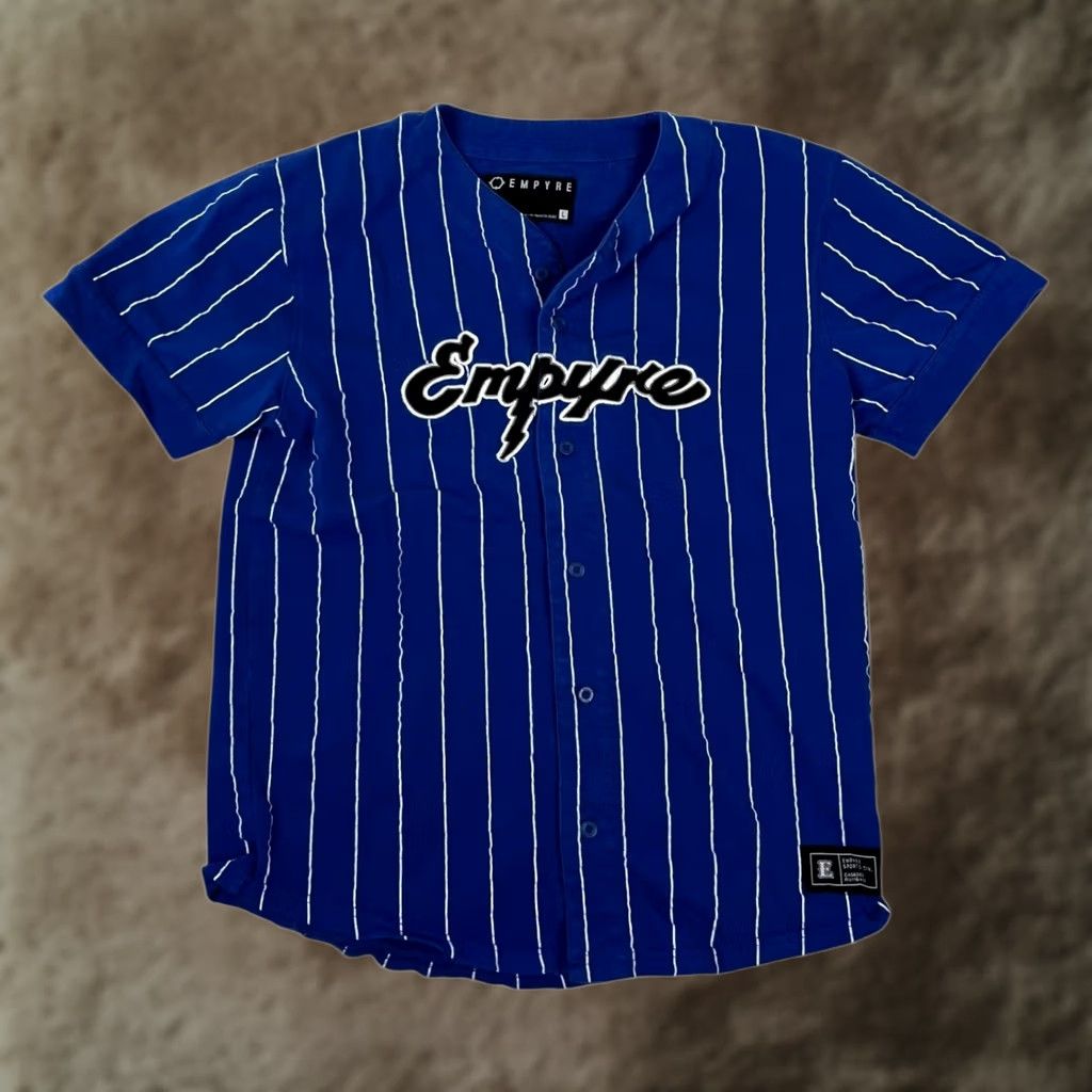 Empyre Empyre Shirt Mens M/L Blue Pinstripe Short Sleeve Baseball Button Up READ Size US M / EU 48-50 / 2 - 1 Thumbnail
