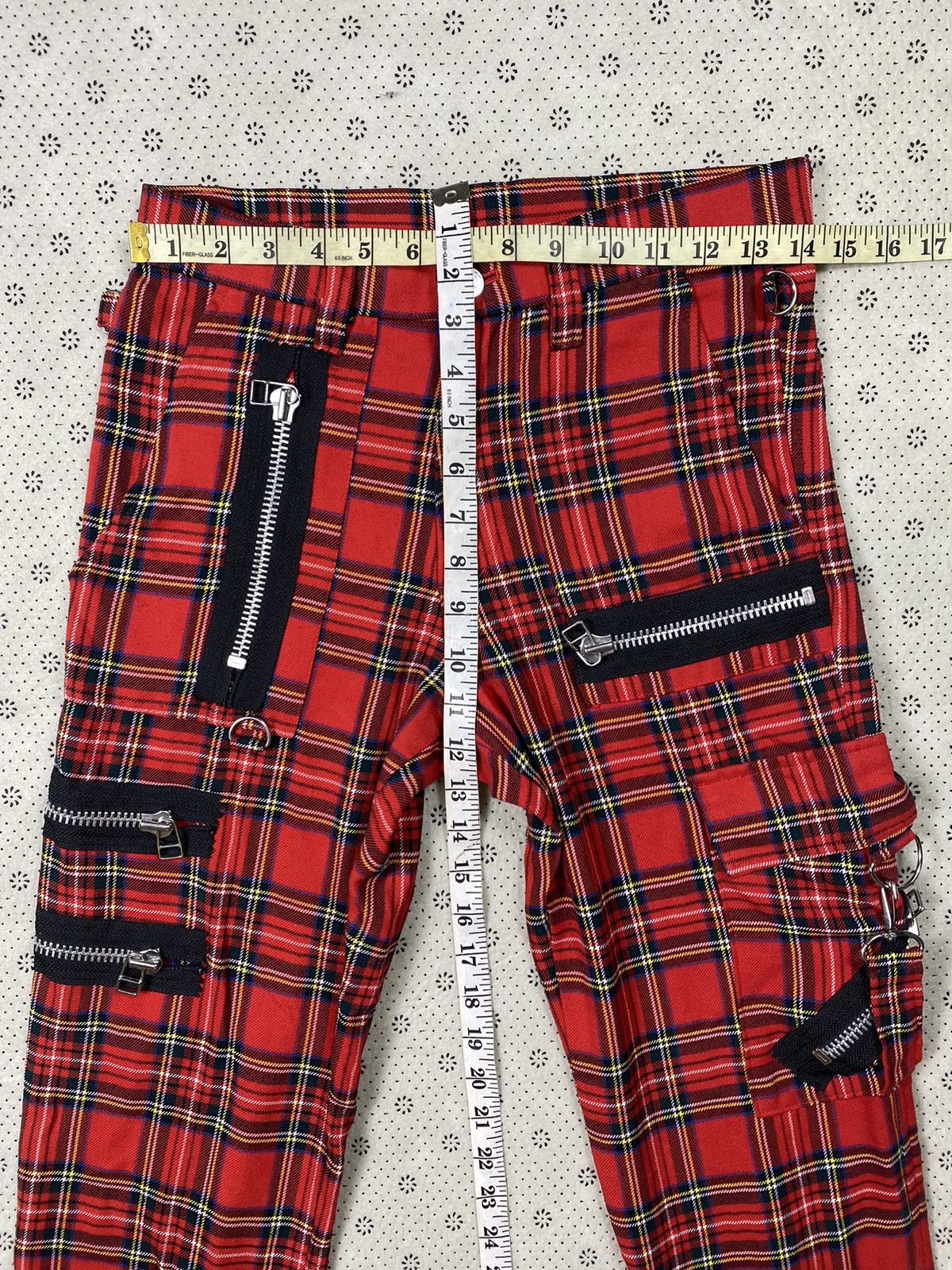 Hysteric Glamour × PPFM Punk Red Tartan Bondage Pant By Secret Agent Size US 28 / EU 44 - 3 Thumbnail