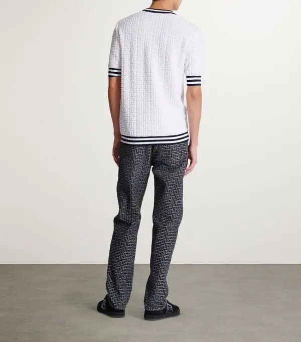 Balmain o1s1wg110925 Wool Cotton Logo T-Shirt in White Size US M / EU 48-50 / 2 - 4 Thumbnail
