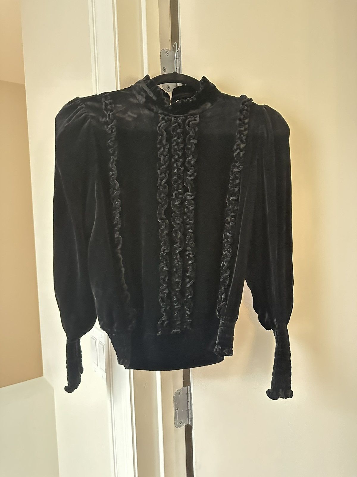 Frame Frame Ruffled Velvet Turtleneck Top Size XS Size XS / US 0-2 / IT 36-38 - 4 Thumbnail