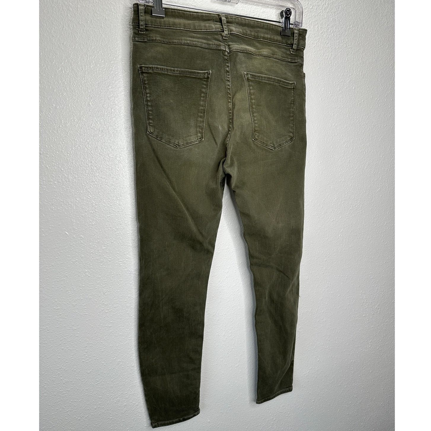 Zara Zara Women Olive Button Fly Distressed Knee Skinny Jean 10 Size 32" / US 10 / IT 46 - 7 Thumbnail