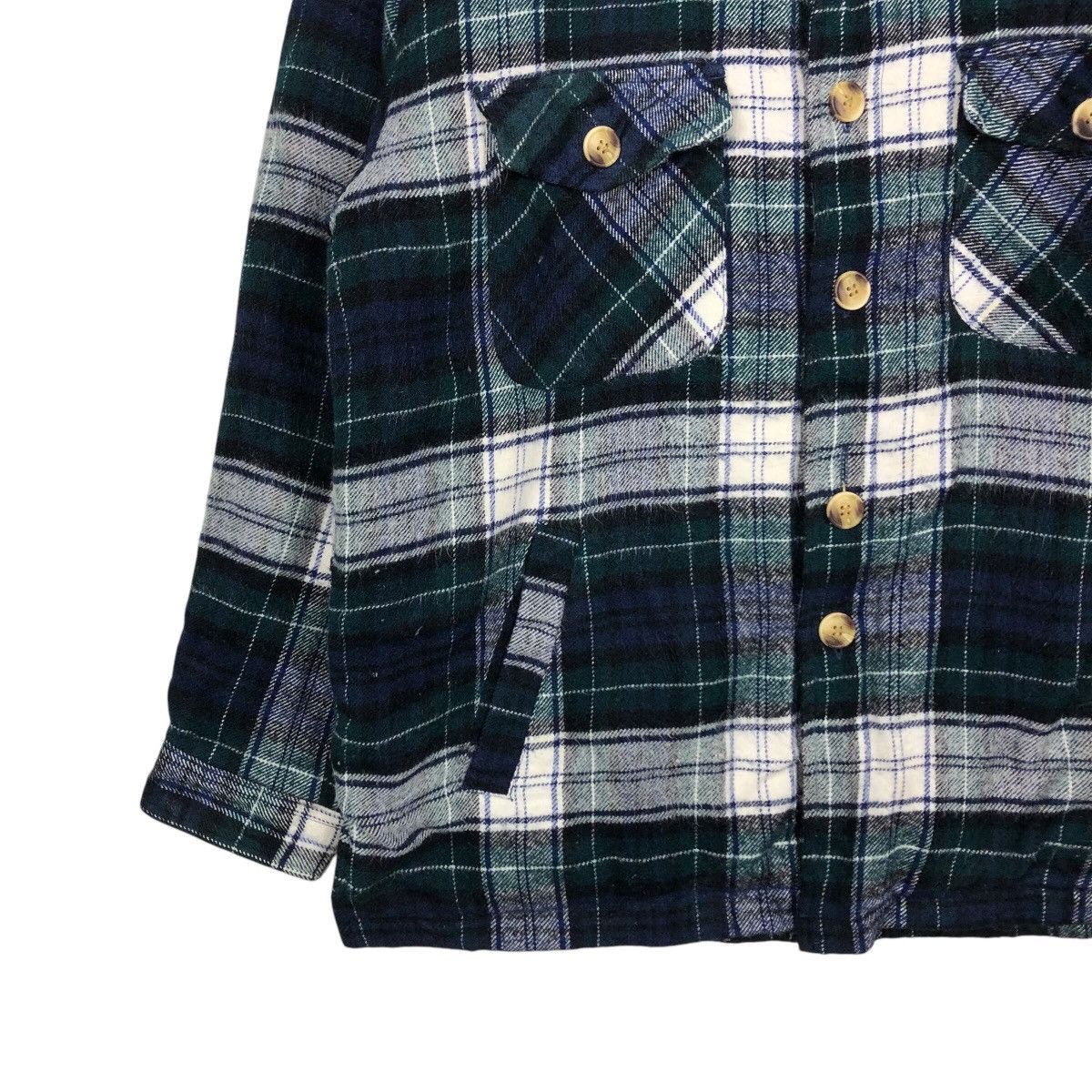 Japanese Brand 📌Vintage Button Jacket Dadge Tartan Design Sherpa Lining Size US L / EU 52-54 / 3 - 5 Thumbnail