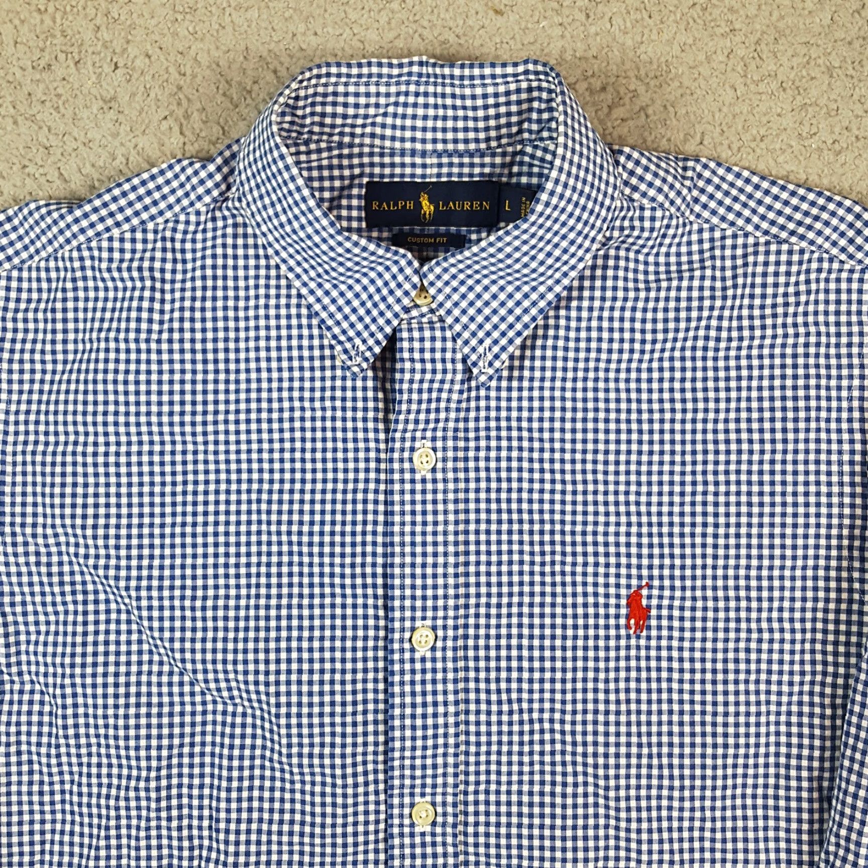 Ralph Lauren VINTAGE Ralph Lauren Shirt Button-Down Collared Gingham Plaid Blue Men's Size L Preppy Shirt Size US L / EU 52-54 / 3 - 2 Thumbnail