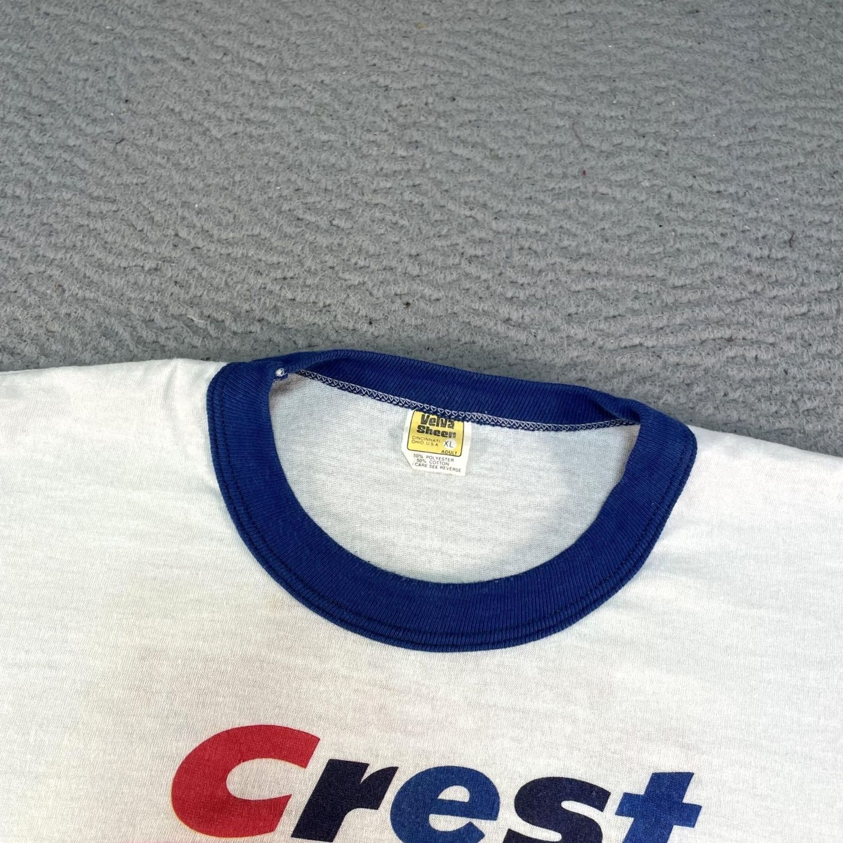 Velva Sheen VINTAGE Velva Sheen Crest Cavity Fighter Shirt Mens XL White Ringer Toothpaste Promo 80s Size US XL / EU 56 / 4 - 6 Thumbnail