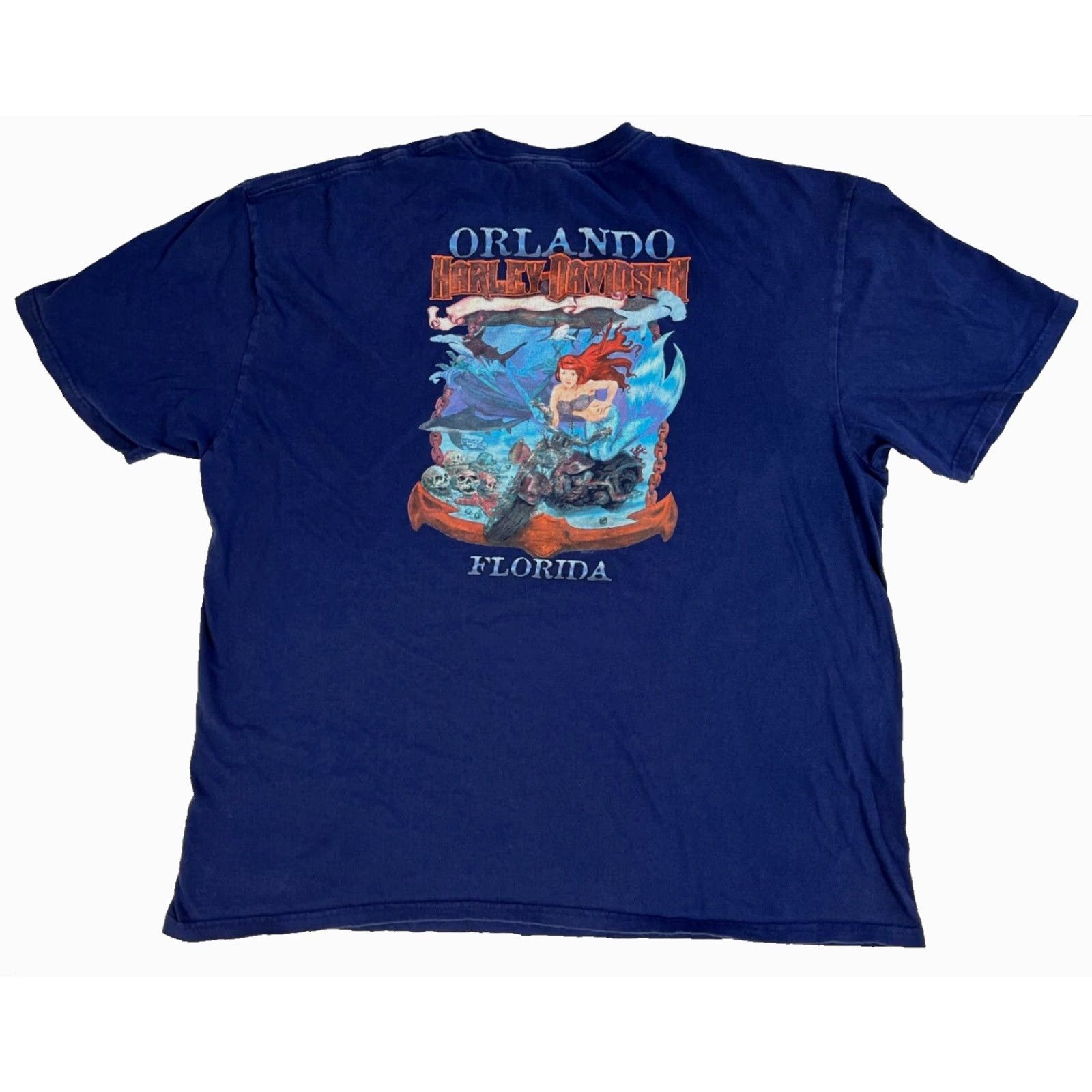 Harley Davidson Harley-Davidson Men's T-Shirt Shirt Short Sleeve Crew Navy Blue 3XL Double-Sided 2016 Orlando, FL Size US XXL / EU 58 / 5 - 2 Thumbnail