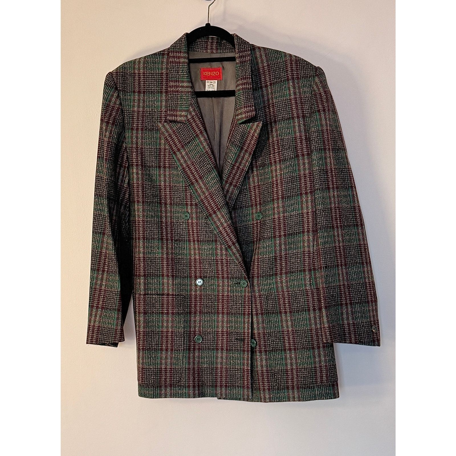 Kenzo Kenzo Women's Multicolor Wool Check Weave Double Jacket Size M / US 6-8 / IT 42-44 - 1 Thumbnail