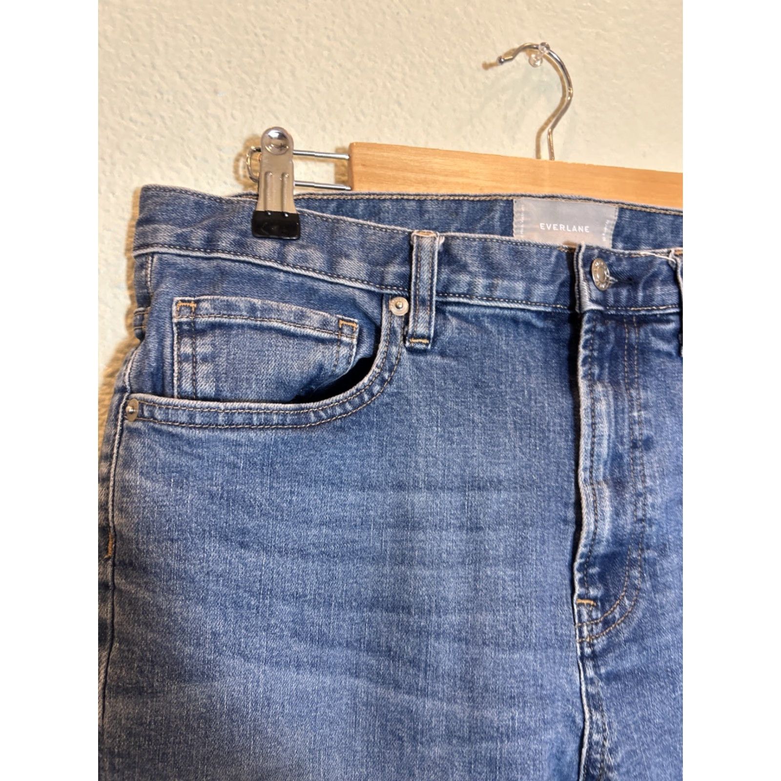 Everlane Everlane Jeans Women Medium Wash Hi Rise 32 x 27 Straight Blue 32 Womens Size 24" / US 00 / IT 34 - 4 Thumbnail