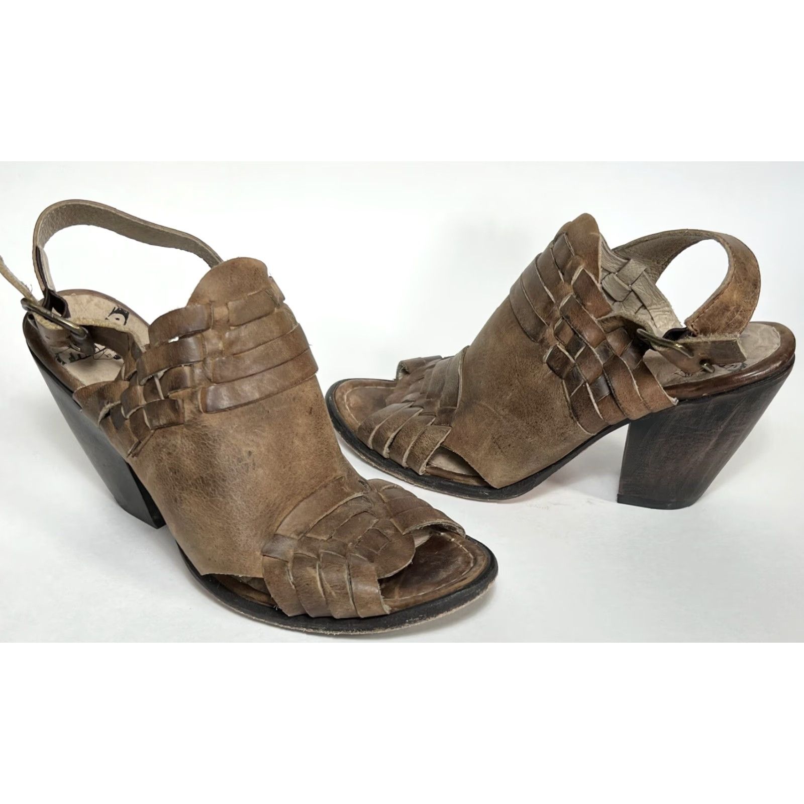 FREEBIRD Freebird By Steven Eagle Booties Size 7 Peep Toe Leather Brown Women Size US 7 / IT 37 - 2 Thumbnail