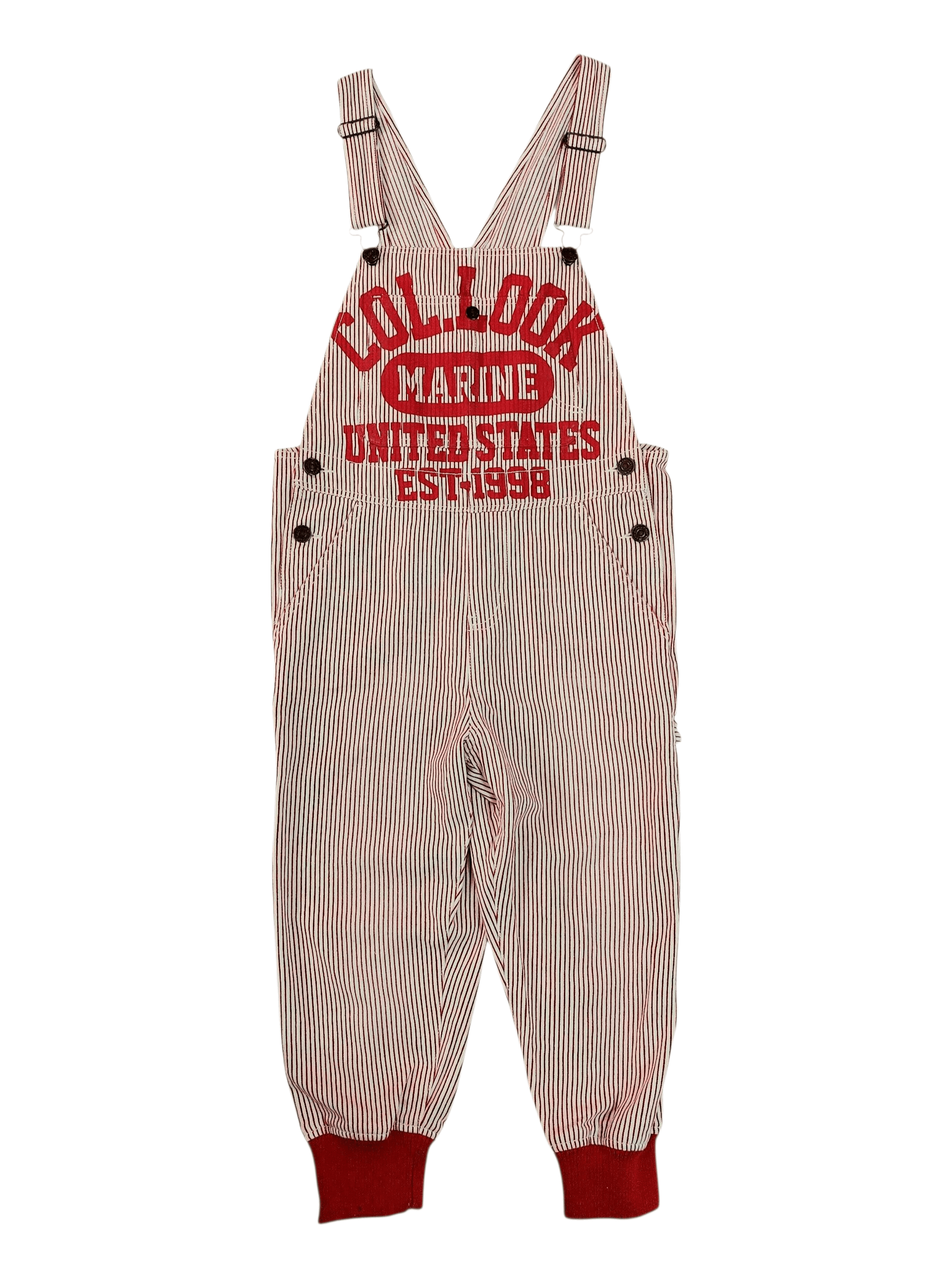Vintage Rare 💥 Co and Lu 90's Hickory Stripe Big Logo Overalls Size 31" - 2 Thumbnail