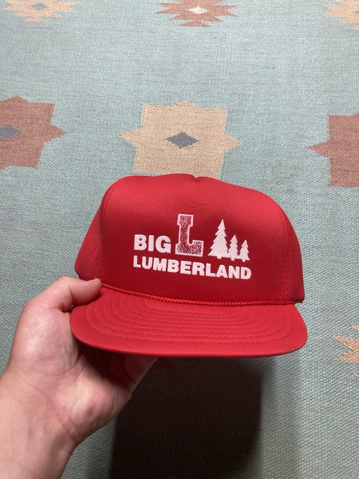 Vintage Vtg trucker hat Big L Lumberland Michigan crimson wood trees Size ONE SIZE - 2 Thumbnail