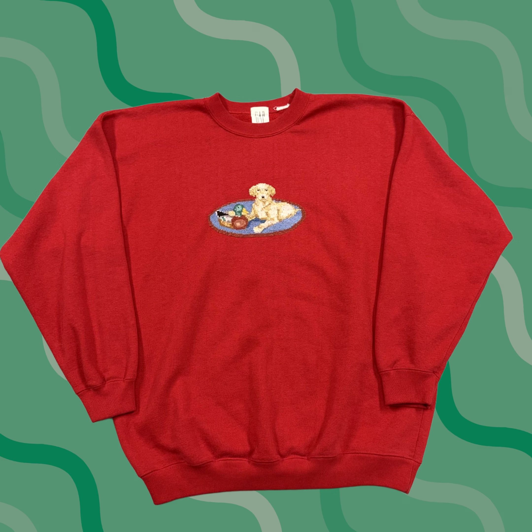 Gap VINTAGE Gap Sweatshirt Mens XL Red Fleece Crewneck Embroidered Puppy Dog 90s Sweatshirt Size US XL / EU 56 / 4 - 1 Thumbnail