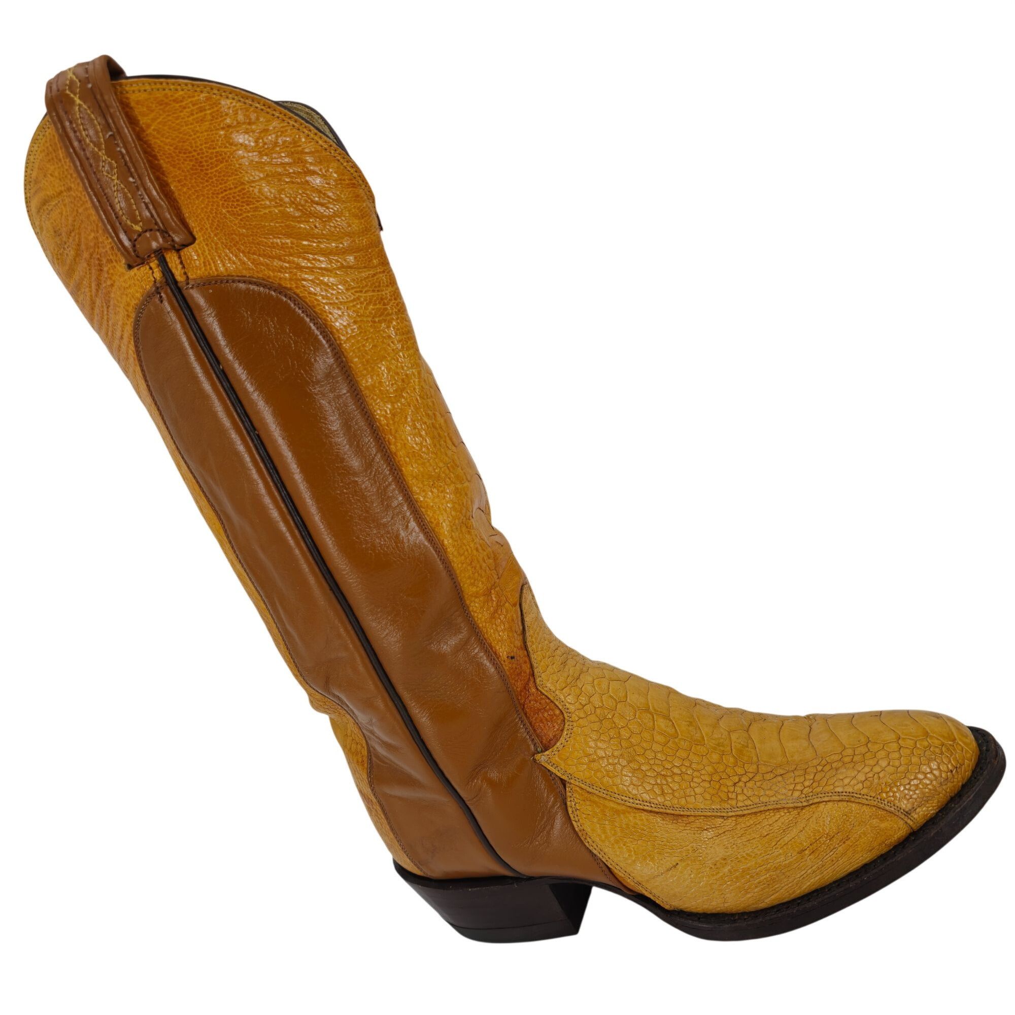 Tony Lama Vintage Unique Exotic Ostrich Tony Lama Mens 7D Brown Cowboy Size US 7 / EU 40 - 1 Thumbnail