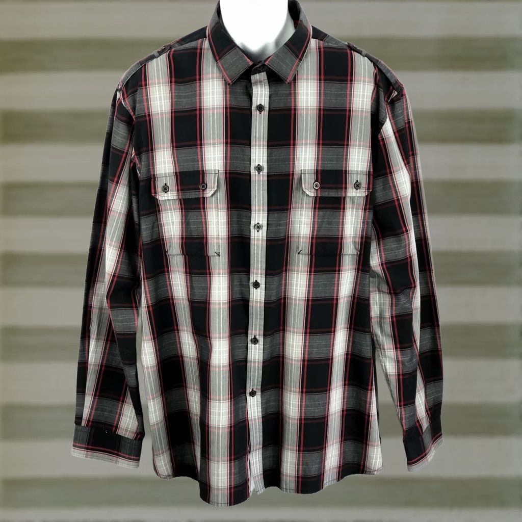 Alfani Alfani Button-Up Shirt XXL Blk Red Plaid Tartan Longsleeve Pockets Western 90's Mens Shirt Size US XXL / EU 58 / 5 - 1 Thumbnail
