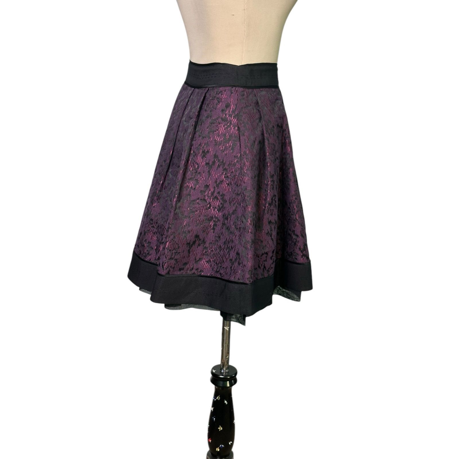 Diane von Furstenberg Diane Von Furstenberg black purple pleated mini skirt size 6 Size 28" / US 6 / IT 42 - 20 Thumbnail