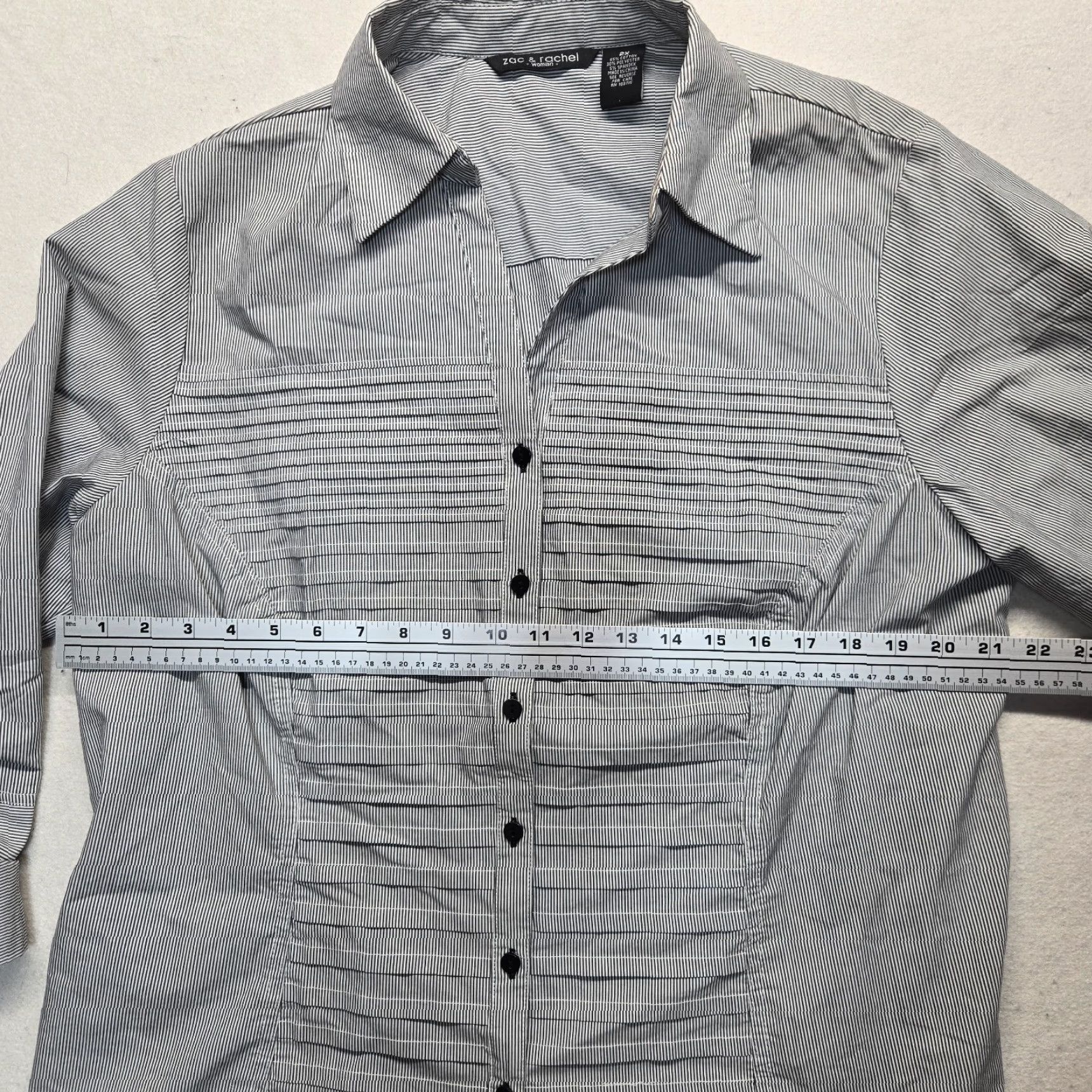 Vintage Zac & Rachel Shirt Button-Up Dress Gray 3/4 Sleeve Cotton Adult Women's Size 2X Size XXL / US 16-18 / IT 52-54 - 4 Thumbnail