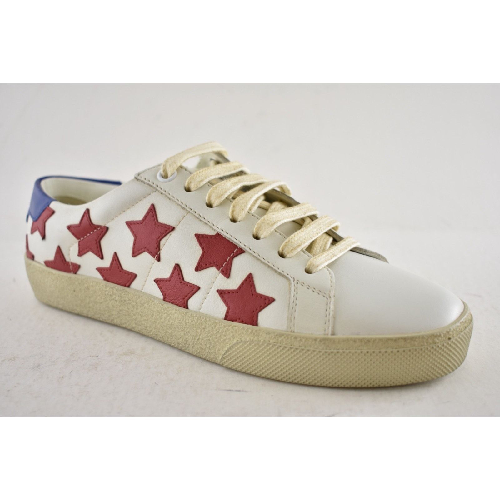 Yves Saint Laurent Court Classic SL Red Star Distressed Flat Low Top Sneaker Size US 6 / IT 36 - 5 Thumbnail