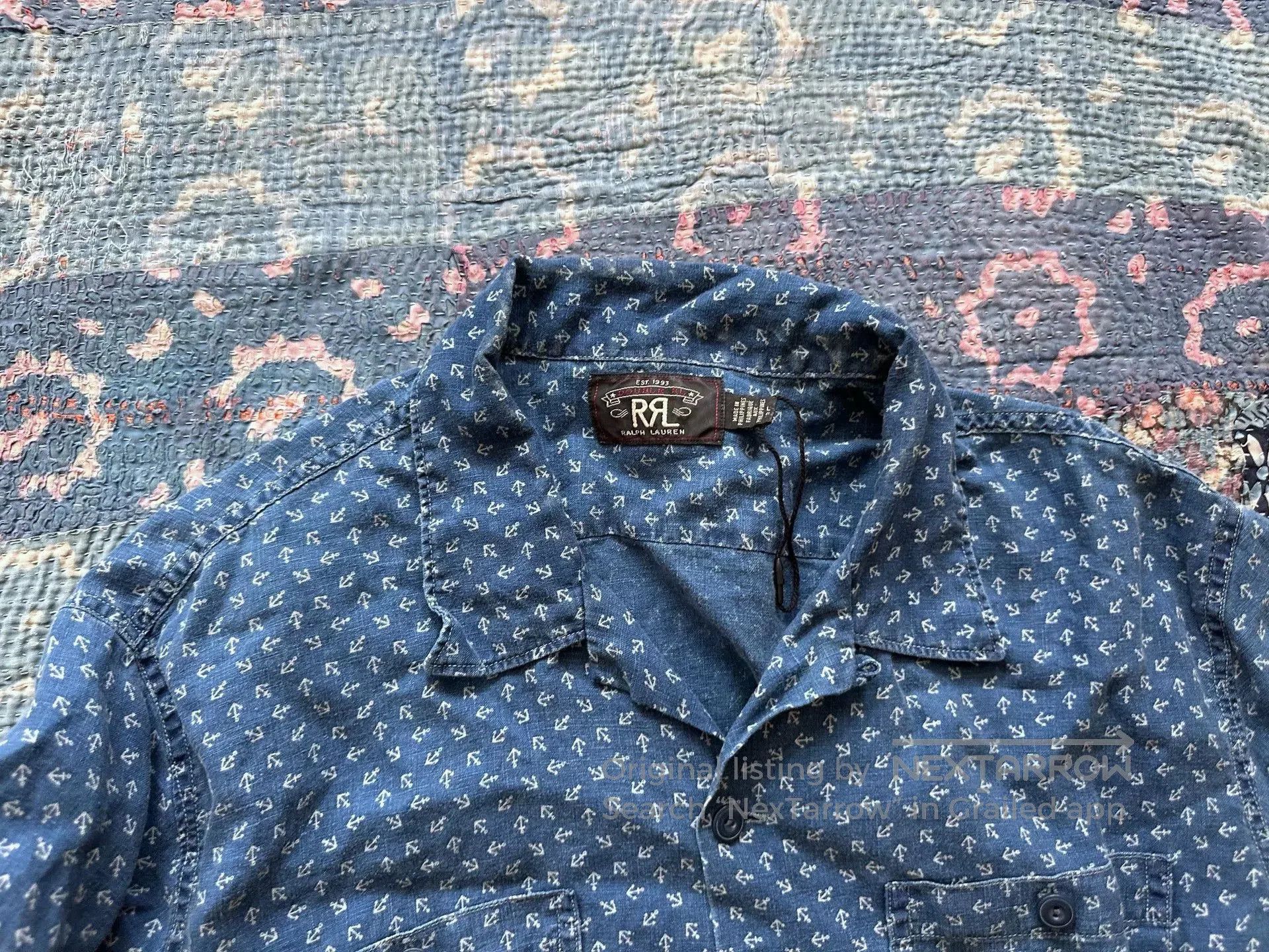 RRL Ralph Lauren RRL Blue Dye Anchor Shirt Large. Size US L / EU 52-54 / 3 - 3 Thumbnail