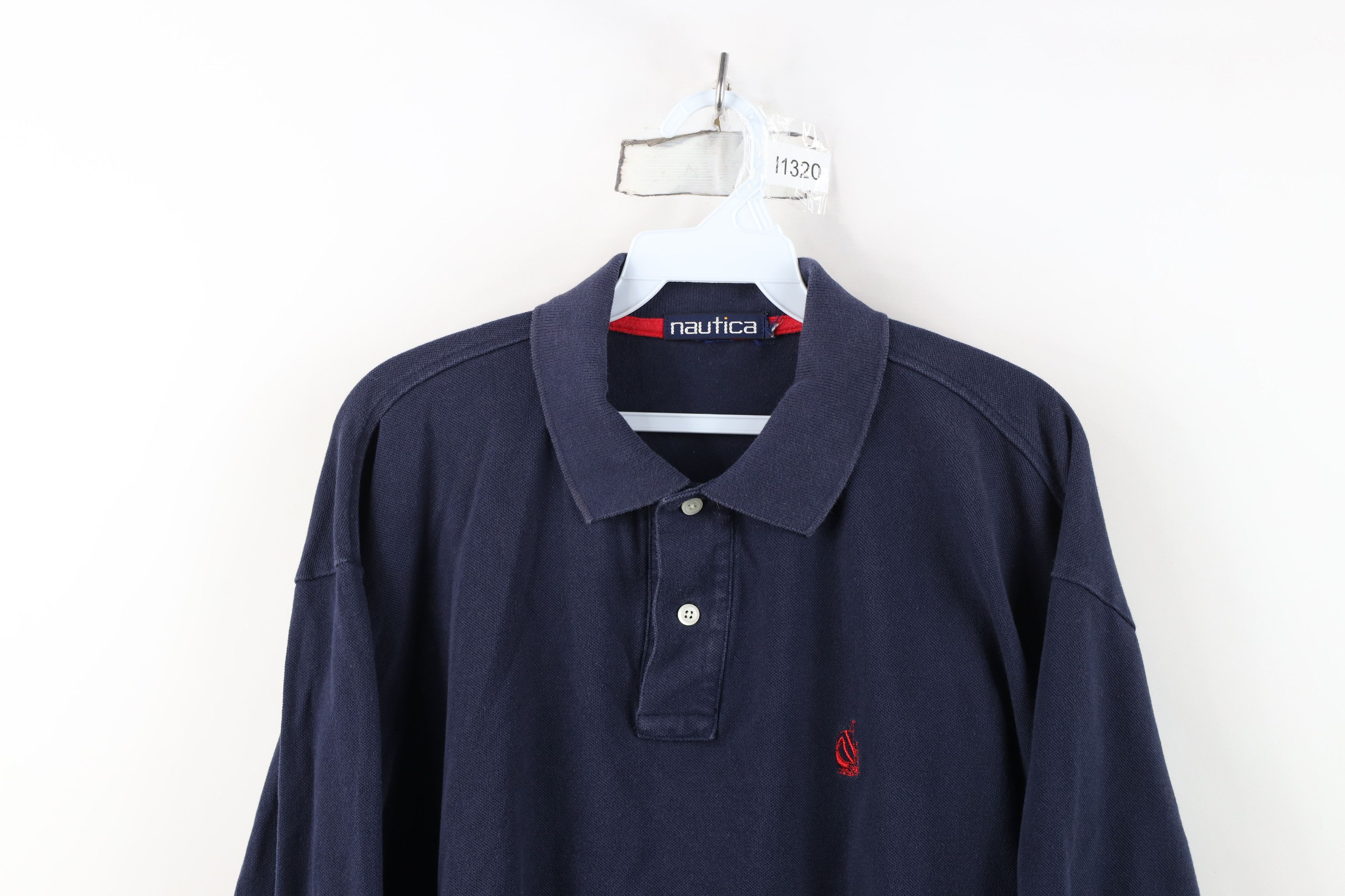 Nautica Vintage 90s Nautica Long Sleeve Rugby Polo Shirt Blue Size US L / EU 52-54 / 3 - 2 Thumbnail
