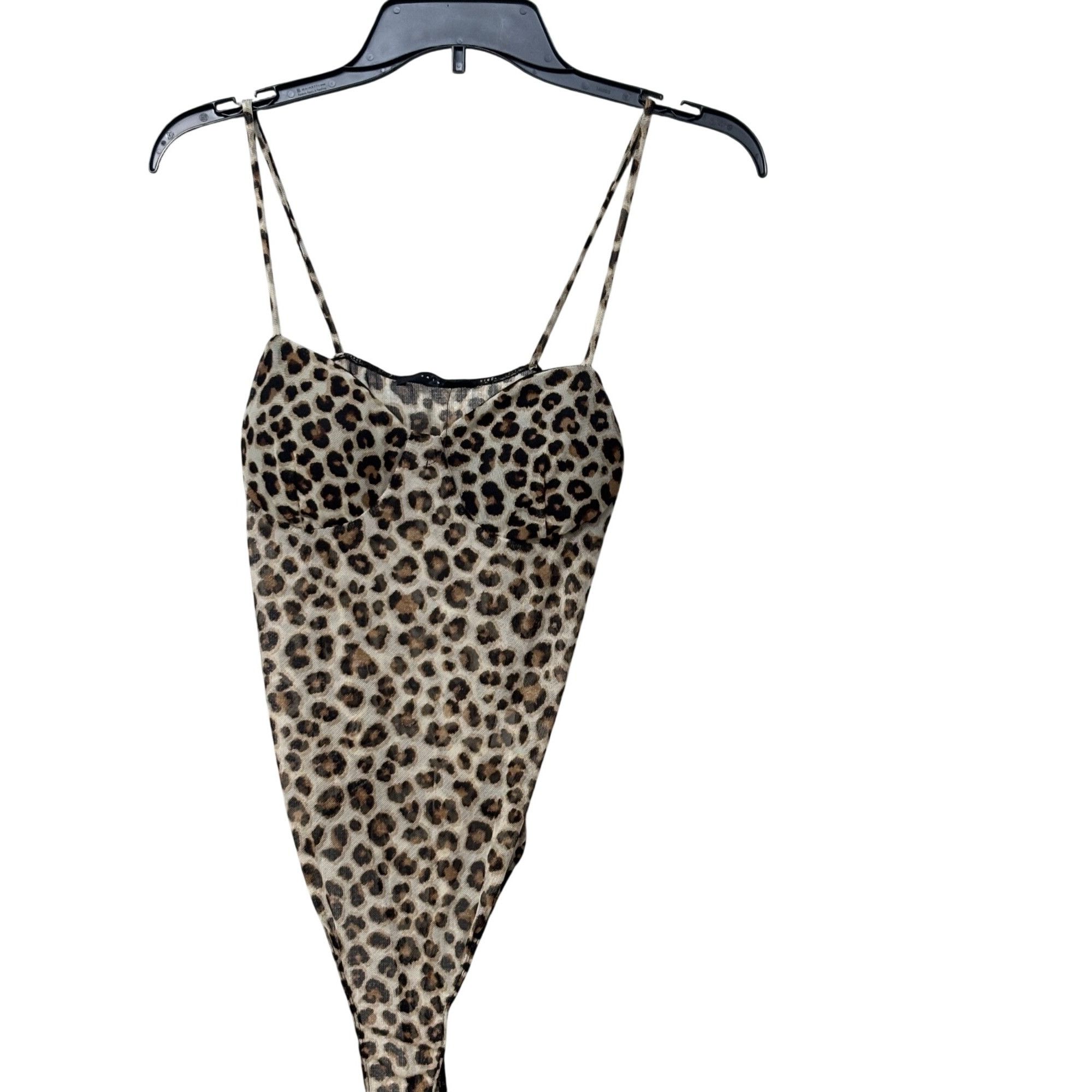 Other 21 Saints Leopard Print Sheer Mesh Bodysuit, Brown, Sz. L Size L / US 10 / IT 46 - 5 Thumbnail