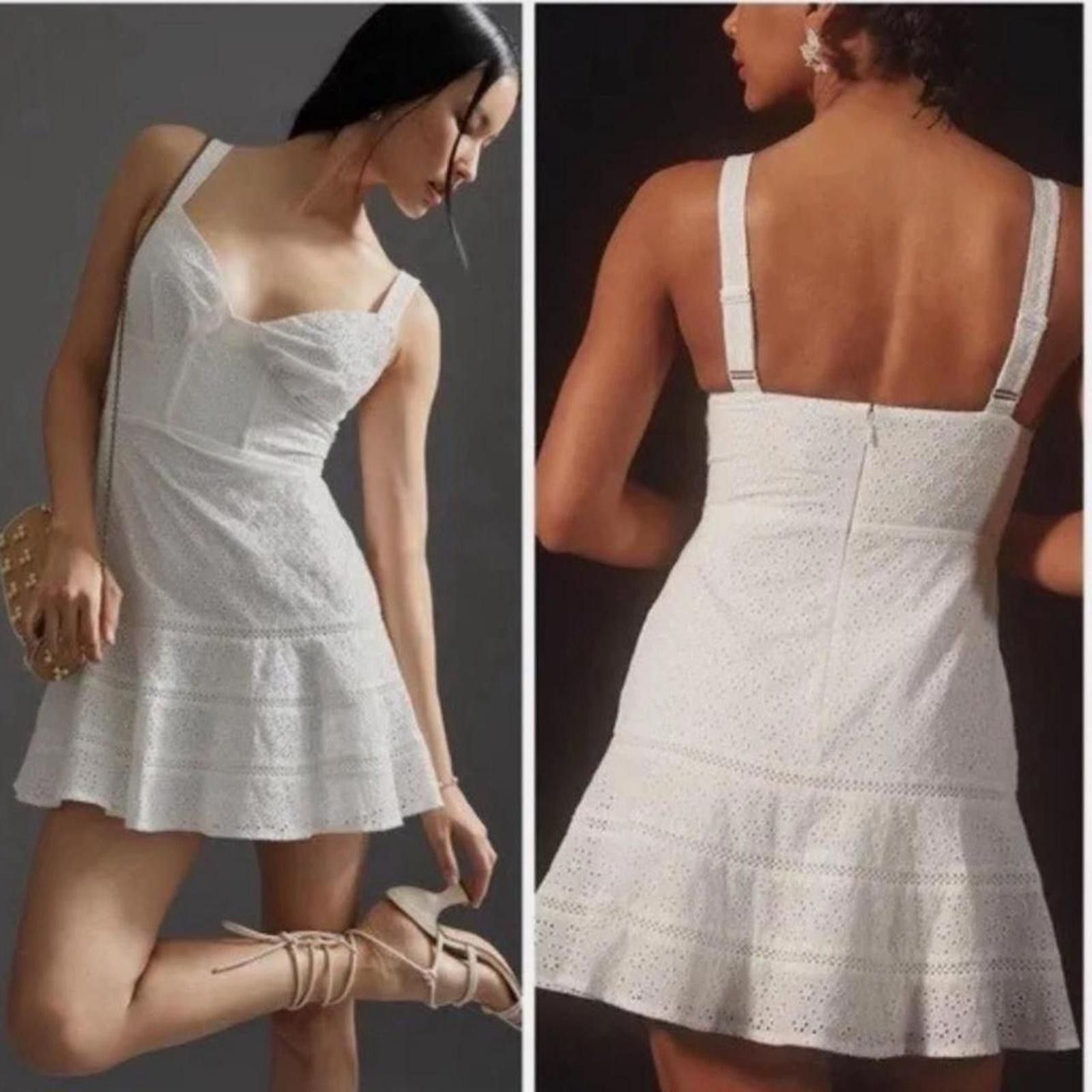 Other White Anthropologie mini dress and zipper back #minidress Size L / US 10 / IT 46 - 1 Thumbnail