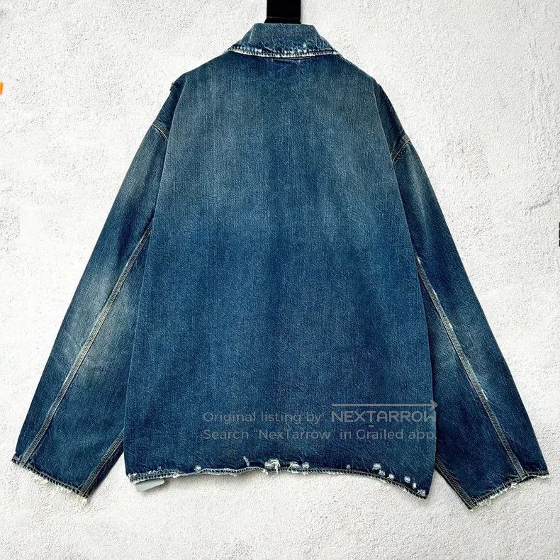 Balenciaga Denim Zipper Destroyed Loose Jacket