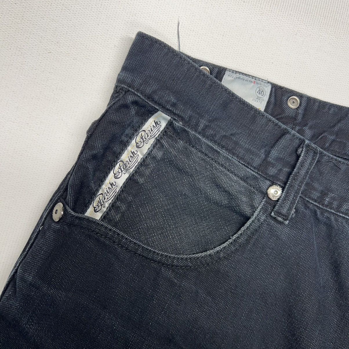 Vintage Parish Jeans Black Denim Straight Distressed Y2K Baggy Size US 40 / EU 56 - 6 Thumbnail