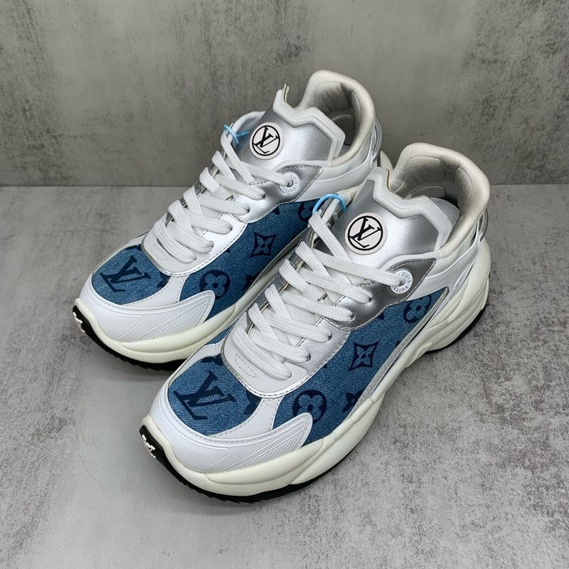 Louis Vuitton Louis Vuitton Run 55 Blue and White Sneakers 0079 Size US 4 / IT 34 - 1 Thumbnail