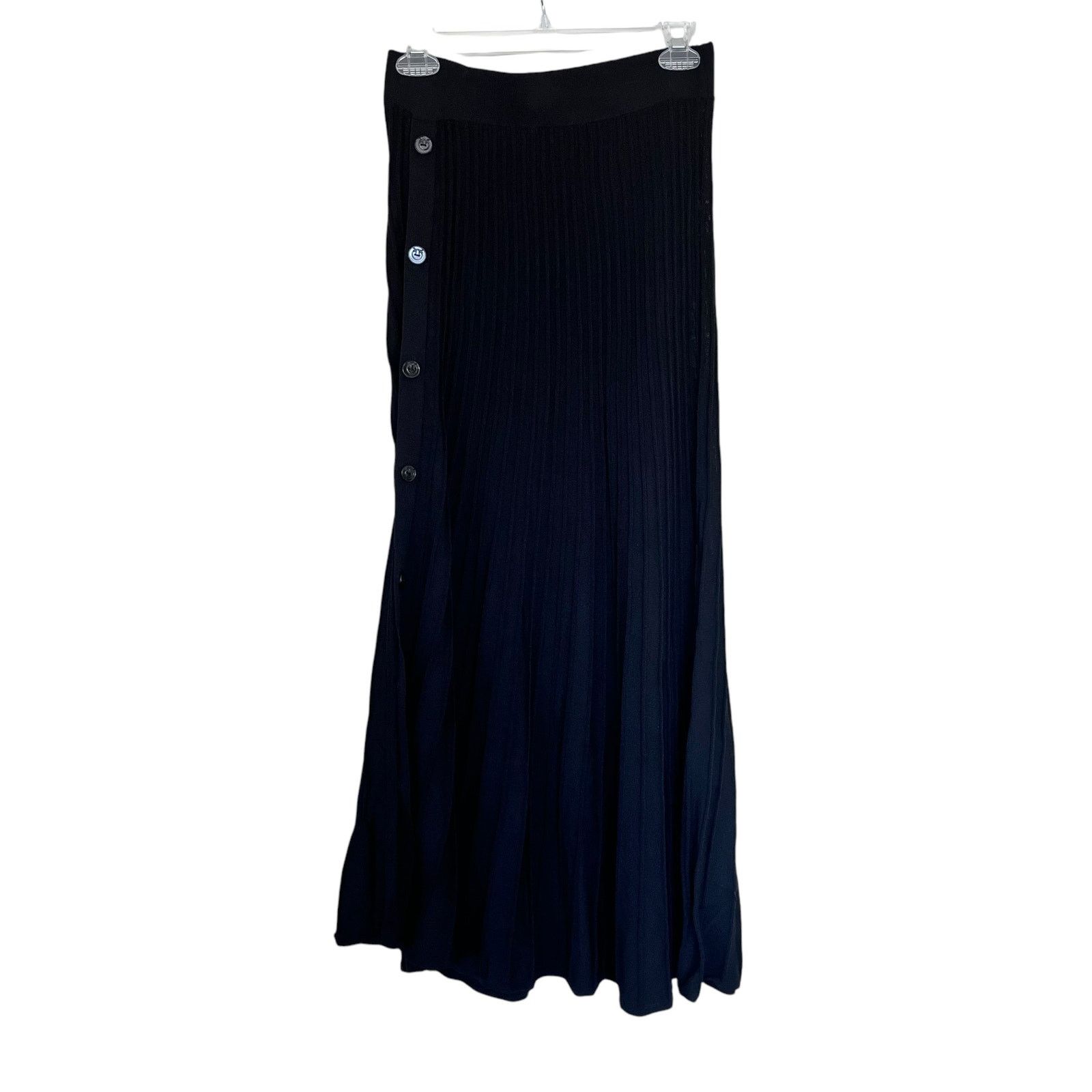 Pinko Pinko Black Pleated Knit Side Button Maxi Skirt Size Medium Size 30" / US 8 / IT 44 - 2 Thumbnail