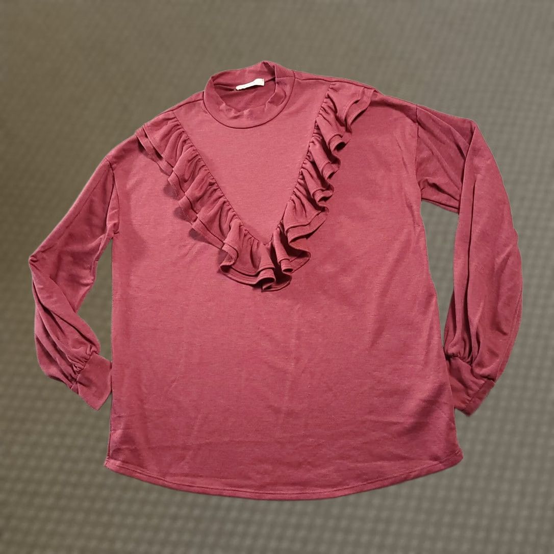 Pinko VINTAGE Entro Shirt Womens Small Pink Long Sleeve Stretch Mock Neck Pullover USA Made Bohemian Size S / US 4 / IT 40 - 1 Thumbnail