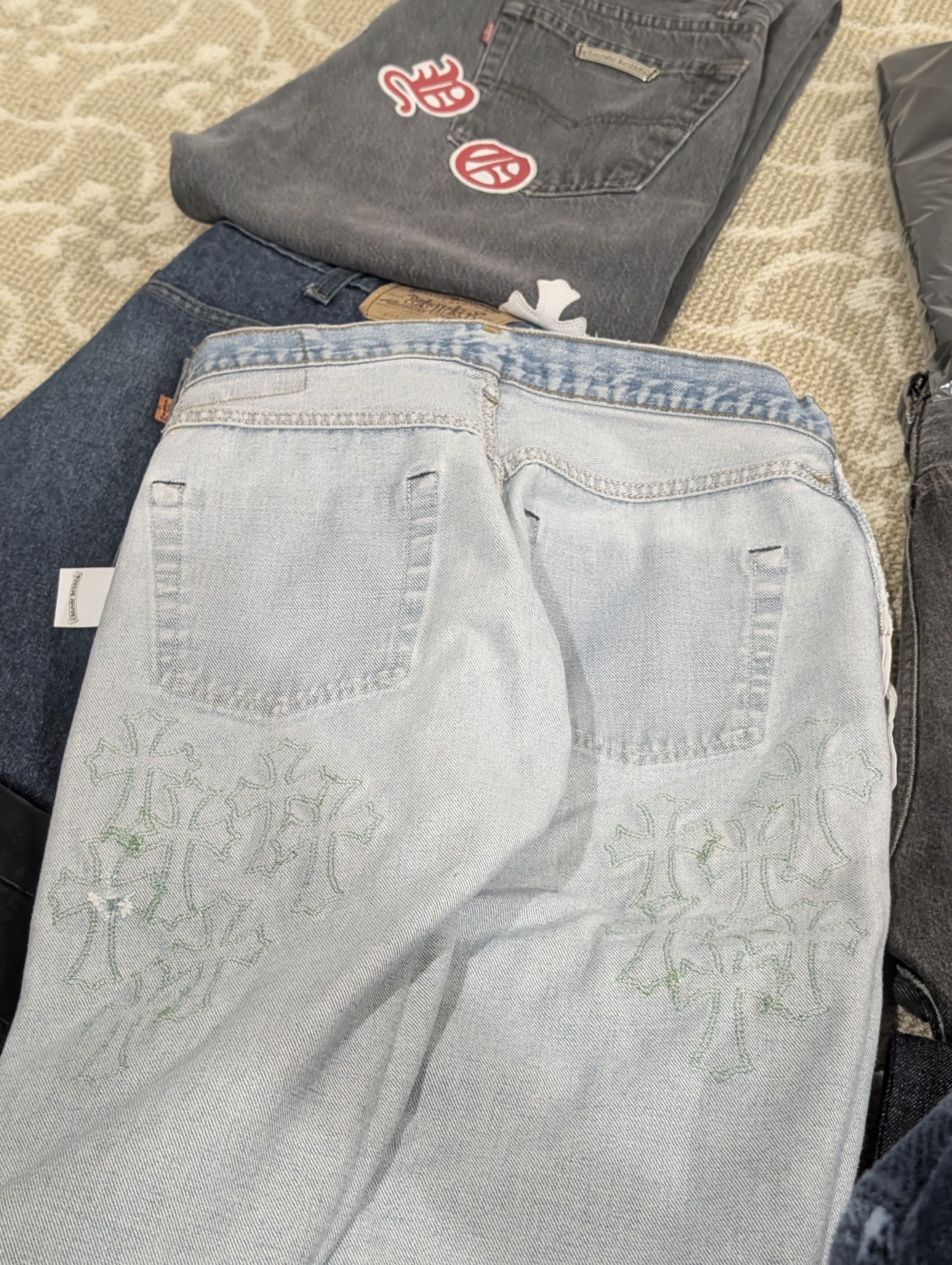 Chrome Hearts Green Alligator Cross Patch Levis 501 Jeans Size 29" - 21 Thumbnail