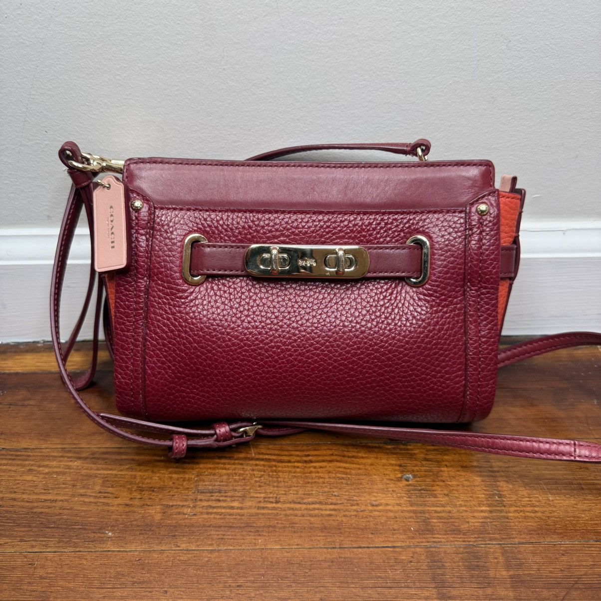 Coach Coach Pebbled Leather Convertible Crossbody - Burgundy Size ONE SIZE - 1 Thumbnail