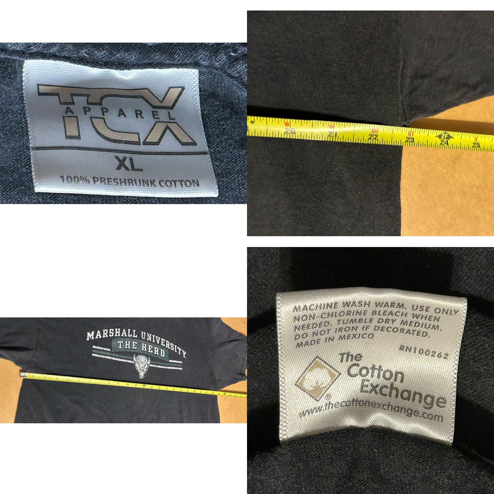Vintage VTG Marshall University The Heard Short Sleeve Shirt Men XL Black TCX Apparel Size US XL / EU 56 / 4 - 8 Thumbnail