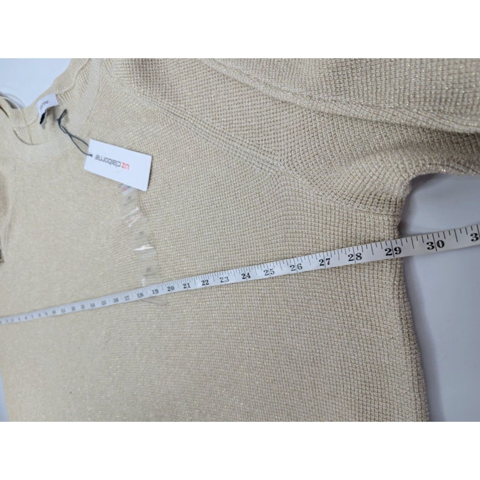 Liz Claiborne Liz Claiborne Women Plus Sweater 3X Beige Rayon Metallic Pullover Crew Neck Long Sleeve Knit Size XXL / US 16-18 / IT 52-54 - 7 Thumbnail
