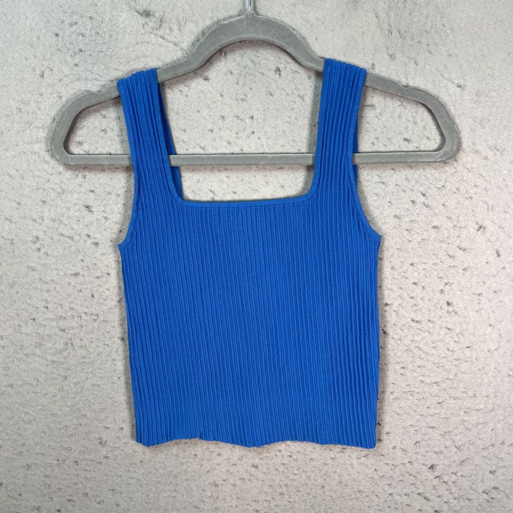 Madewell Madewell Womens Size Small Blue Ribbed Square Neck Tank Top Shirt Sleeveless Slim Knit Summer Spring Women Size S / US 4 / IT 40 - 2 Thumbnail